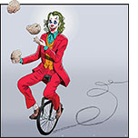 Joaquin Phoenix as Joker juggling brains