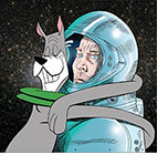 Ad Astra with Brad Pitt being hugged by Astro froom The Jetsons