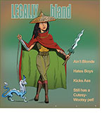 Spoof of Raya and the Last Dragon with the title character in the pose of Elle Wood with her dragon Sisu on a leash under the title Legally Bland.