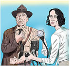 Spoof of the film Indiana Jones and the Dial of Destiny with  Helena (Phoebe Waller-Bridge) checking the gauge as she takes the  blood pressure of a nervous, old Indiana Jones (Harrison Ford.) The reading on the dial is over 200.