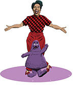 Spoof of the film The Color Purple with lead character Celie (Fantasia Barrino) belting out a song with the furry purple McDonald's character Grimace dancing in front of her.