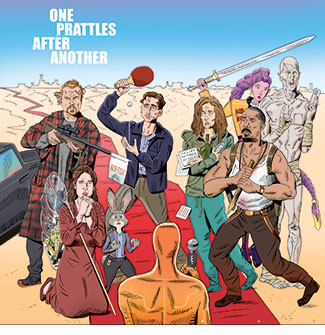 Cartoon spoof of the 98th Annual Academy Awards showing a desert landscape from the Best Picture nominee One Battle After Another with a red carpet extending from the distance with various nominees on it stepping up to talk with an Oscars statuette holding an E! network microphone like an interviewer. Nominees include Leonardo DiCaprio from the title film, Jessie Buckley from Hamnet, Judy Hopps from the animated Zootopia 2,  Timothée Chalamet from Marty Supreme, Rose Byrne formIf I Had Legs I’d Kick You, Rumi form the animated Kpop Demon Hunters, Jacob Elordi from Frankenstein, and Michael B. Jordan from Sinners under the title One Prattles After Another.