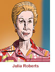 Caricature of Julia Roberts as Martha Mitchell in Gaslit.