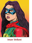 Caricature of Iman Vellani as the title character in the Disney TV+ superhero series Ms. Marvel.