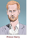 Caricature of Prince Harry in Harry & Meghan.