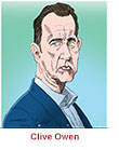 Caricature of Clive Owen as detective Sam Spade in the AMC TV series Monsieur Spade by Martin Kozlowski.
