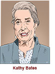 Caricature of Kathy Bates as the title lawyer Matlock in the CBS reboot of the legal TV series.