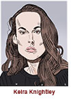 Caricature of Keira Knightley as spy Helen Webb in the Netflix series Black Doves.