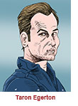 Caricature of Taron Egerton as Dave Gudsen in the Apple TV+ arson police drama Smoke.