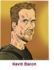 A caricature of Kevin Bacon as bounty bhunter Hub Halloran in the supernatural Amazon TV series The Bondsman.