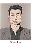 Caricature of Simu Liu as Alexander Hale in the spy thriller TV Series The Copenhagen Test on Peacock.