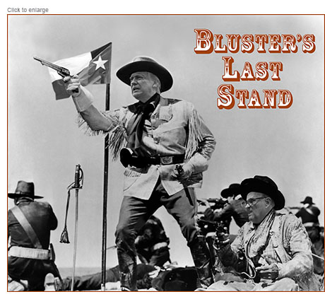 Spoof of Custer’s Last Stand with the faces of Donald Trump and Rudy Giuliani superimposed on a still from the Errol Flynn movie They Died With Their Boots On showing Custer and his soldiers firing guns under a Texas flag.